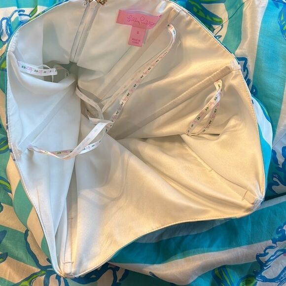 Lilly Pulitzer | Shorely Blue Tossing The Line Strapless Dress | Size 4 - Picture 8 of 12